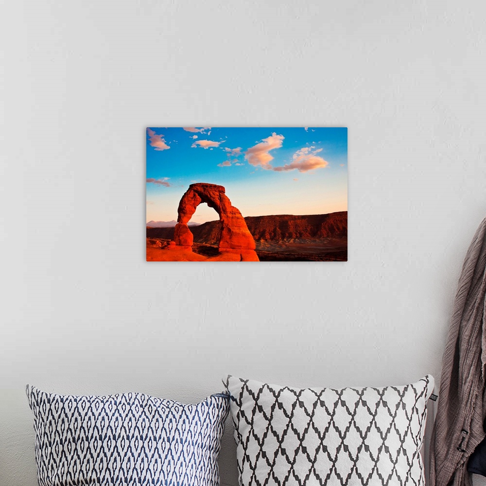 A bohemian room featuring Dedicate Arch at Sunset in Arches National Park, Utah.