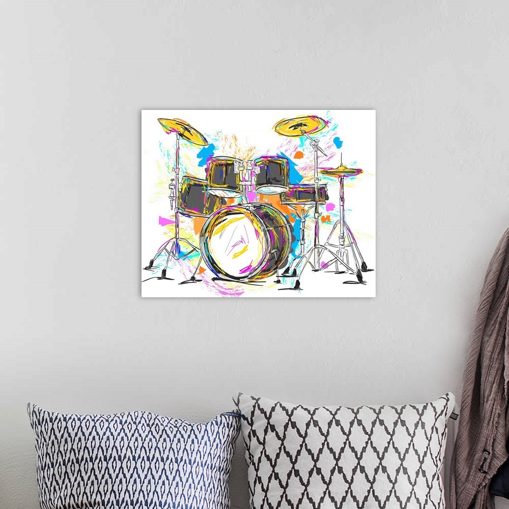 A bohemian room featuring Drum Painting