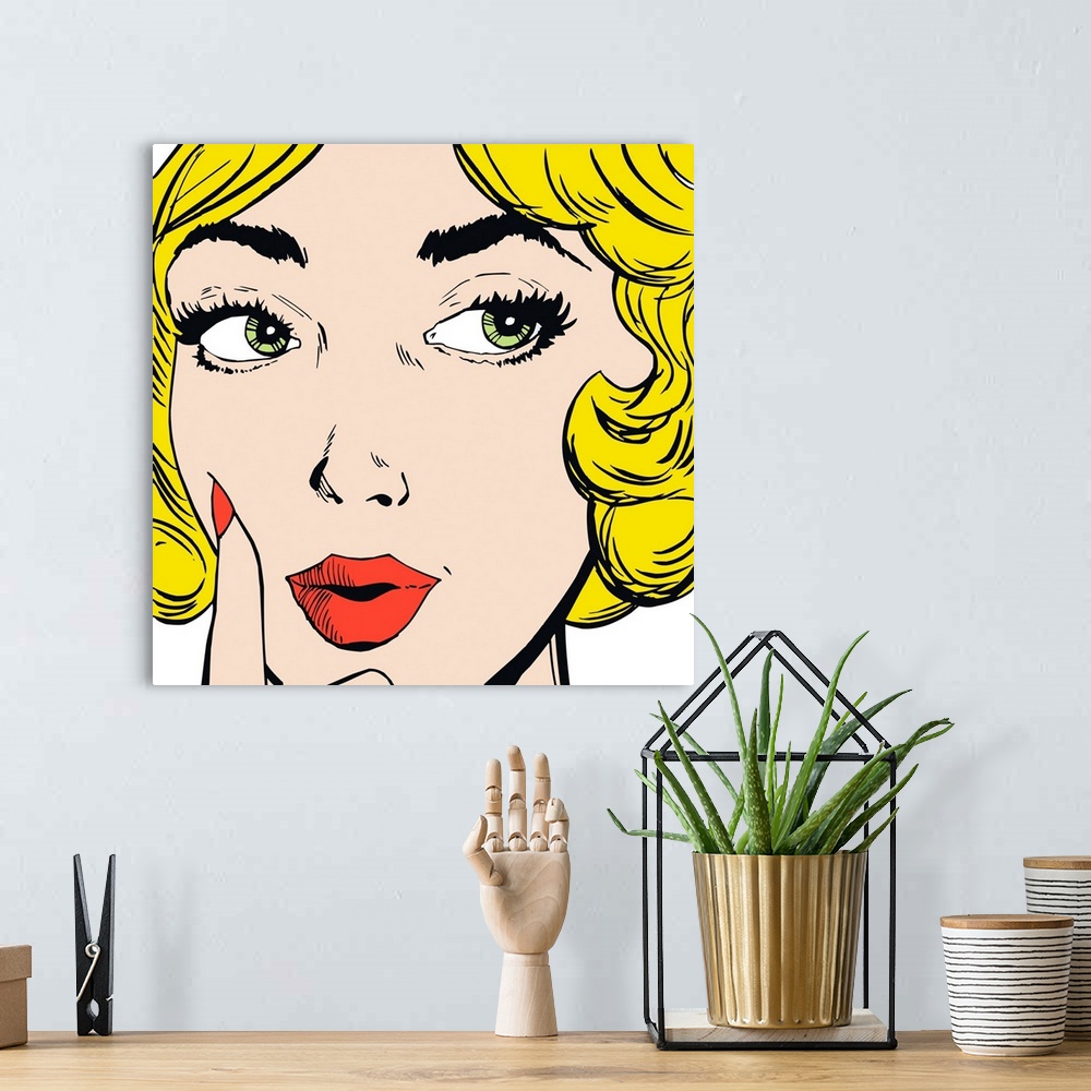 A bohemian room featuring Face Of A Beautiful Woman in a pop art style