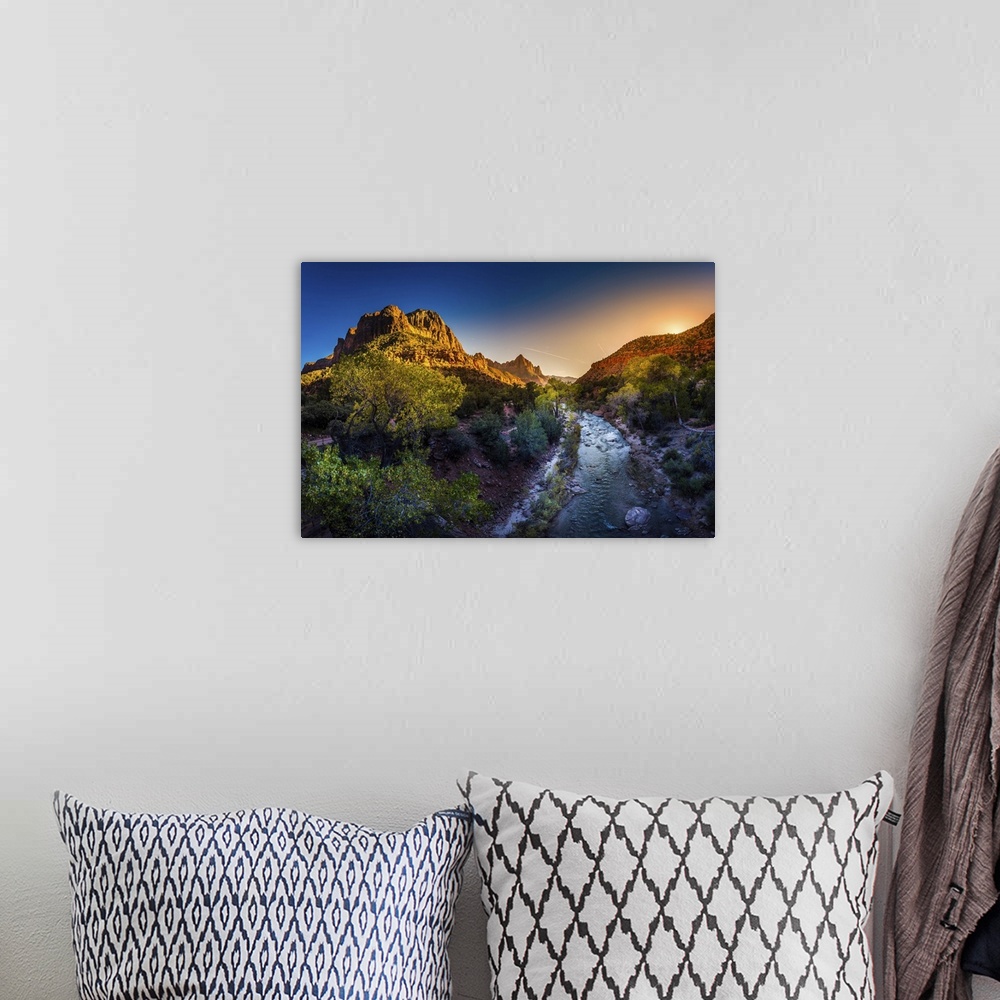 A bohemian room featuring Fall Colors Of Zion National Park At Sunset