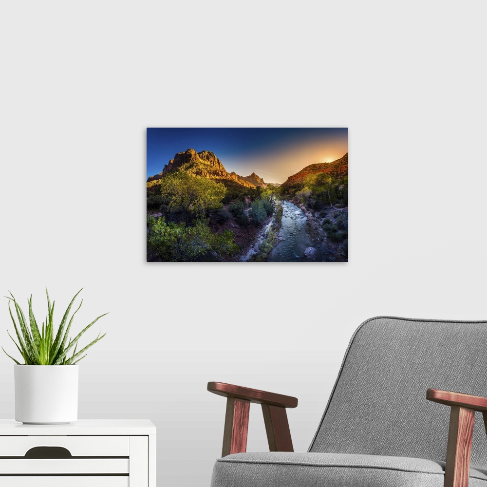 A modern room featuring Fall Colors Of Zion National Park At Sunset