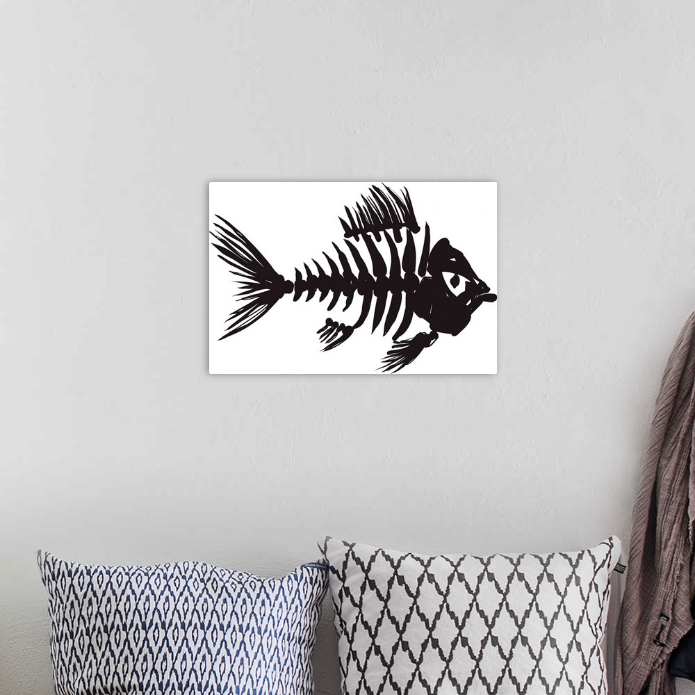 A bohemian room featuring fish skeleton