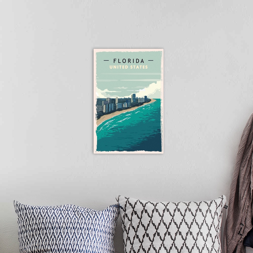 A bohemian room featuring Florida Modern Vector Travel Poster