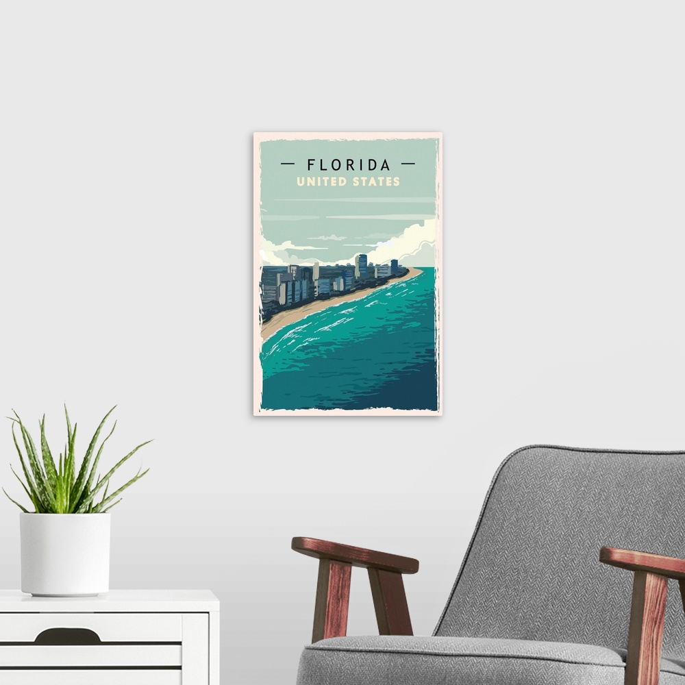 A modern room featuring Florida Modern Vector Travel Poster
