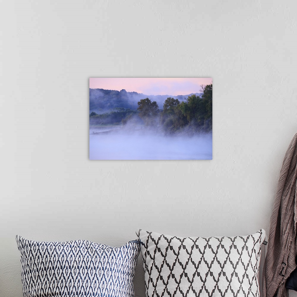 A bohemian room featuring Fog Over Truman Lake With Pastel Colors In The Sky
