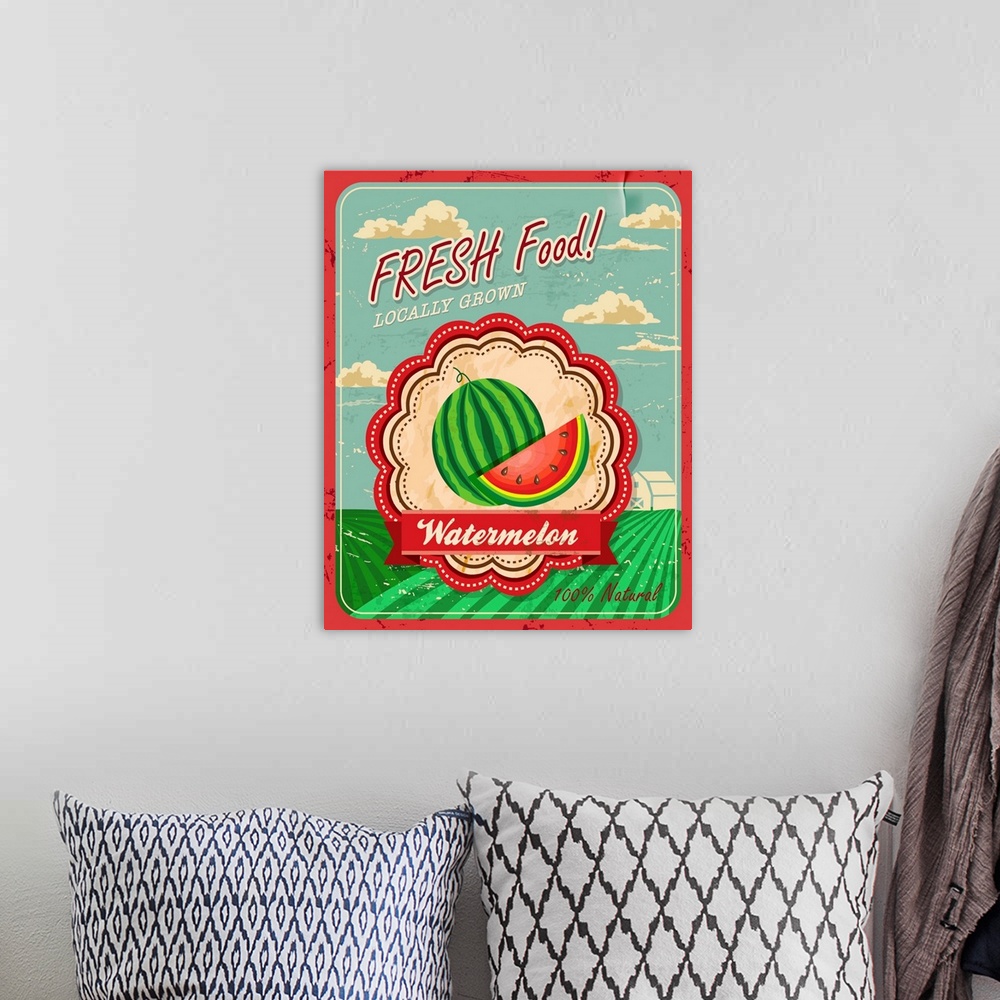 A bohemian room featuring Retro Fresh Food Poster Design