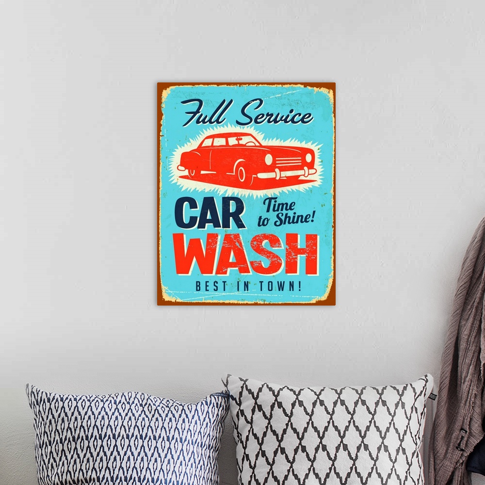 A bohemian room featuring Vintage metal sign - Car Wash - Vector EPS10.