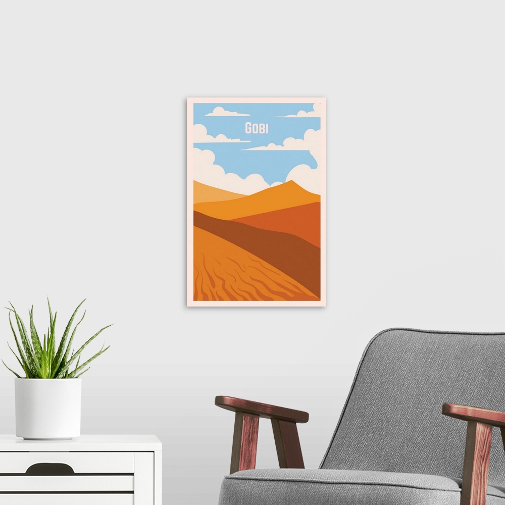 A modern room featuring Gobi Desert Modern Vector Travel Poster