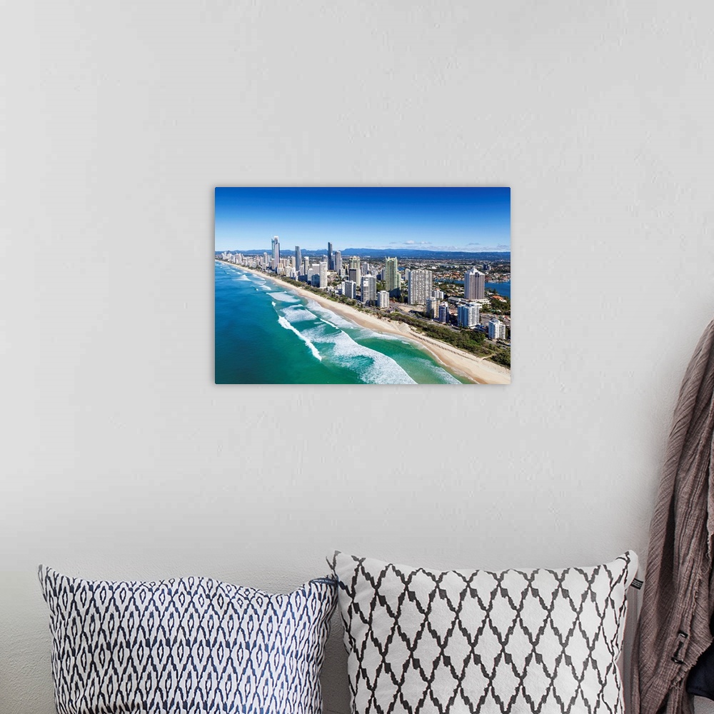 A bohemian room featuring Aerial view of Gold Coast, Queensland,  Australia.