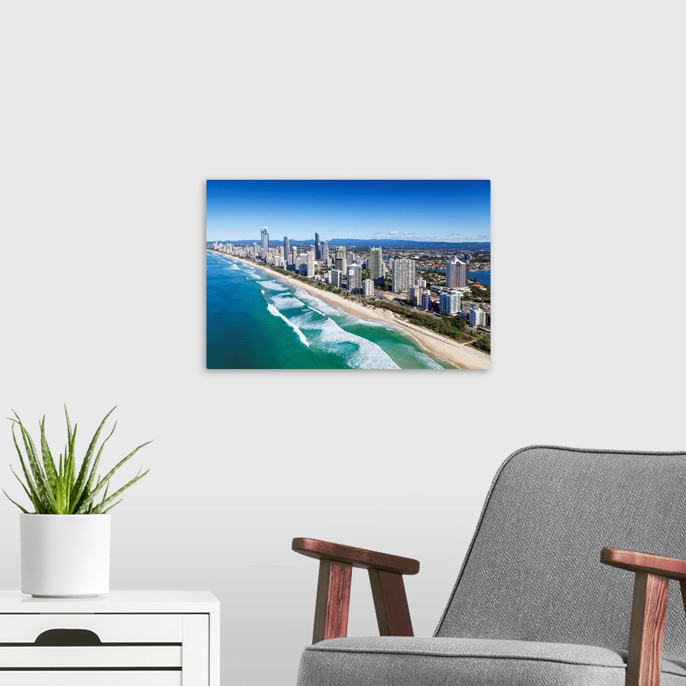 A modern room featuring Aerial view of Gold Coast, Queensland,  Australia.