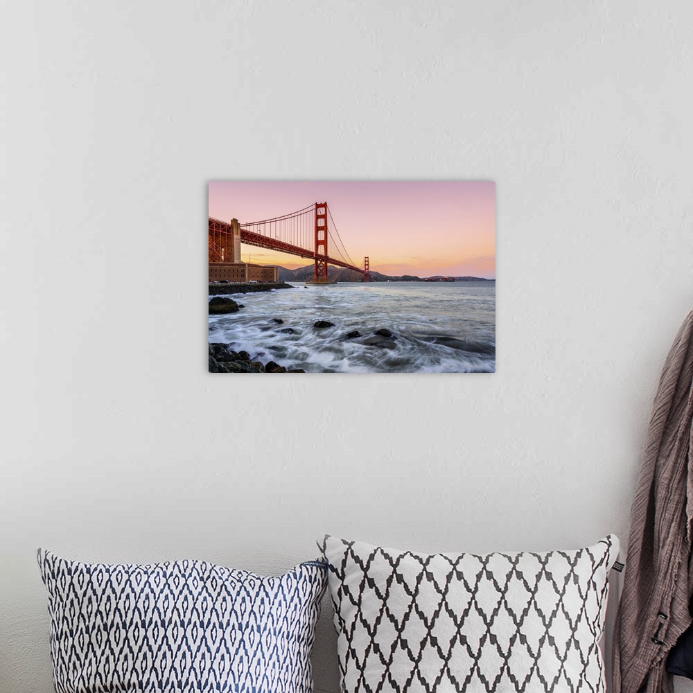A bohemian room featuring Golden Gate Bridge