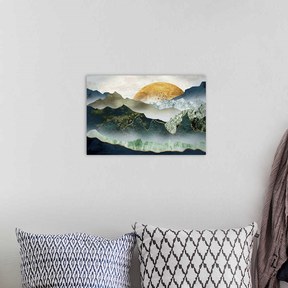 A bohemian room featuring Golden Mountains At Sunset