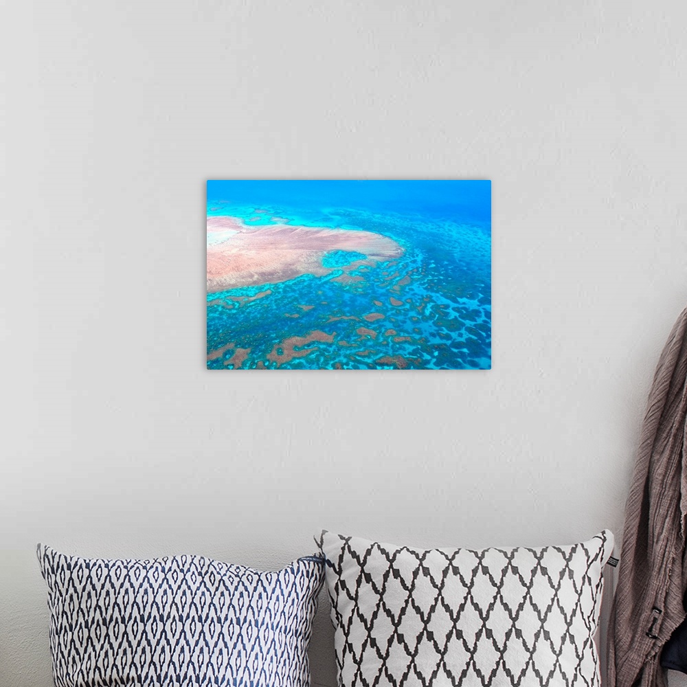 A bohemian room featuring Great Barrier Reef, Cairns Australia, seen from above.
