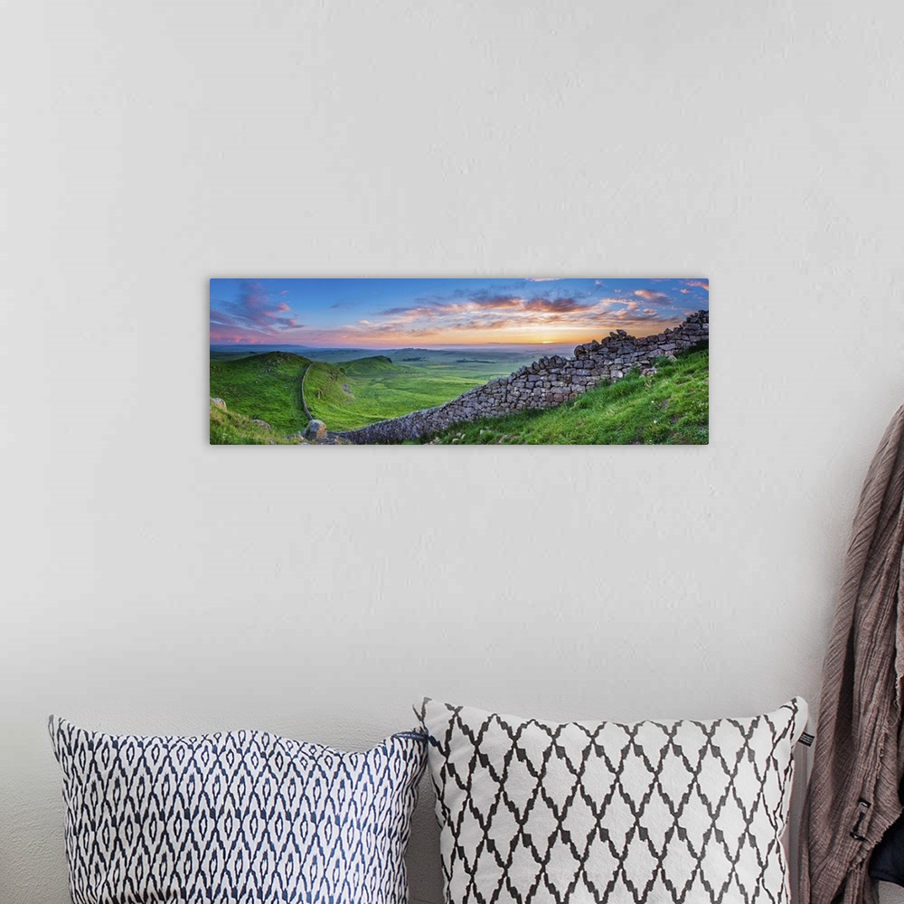 A bohemian room featuring Hadrian's Wall Panorama At Sunset, Northumberland National Park