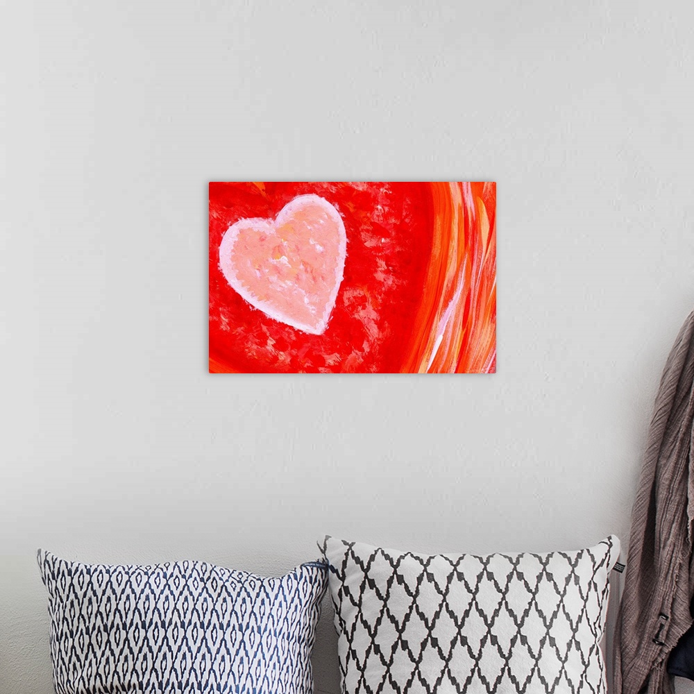 A bohemian room featuring Heart Abstract Painting