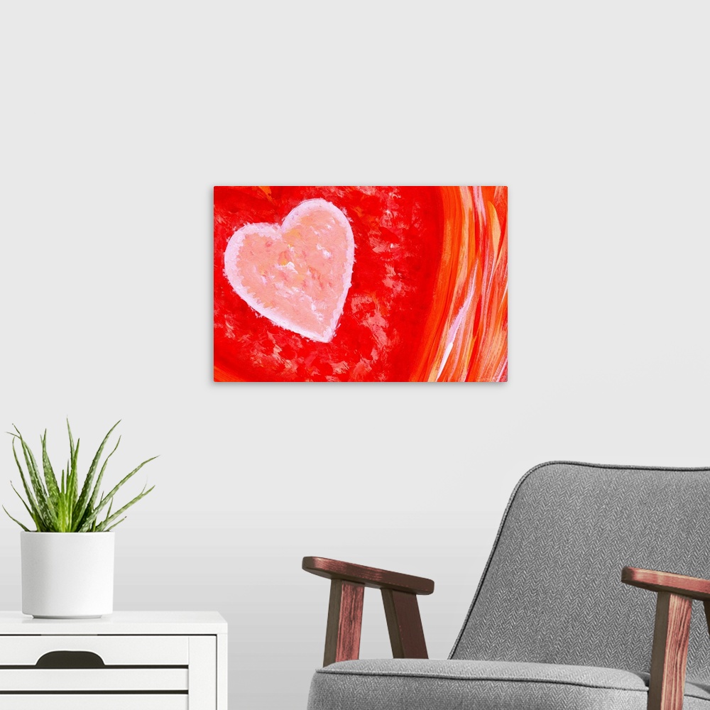 A modern room featuring Heart Abstract Painting