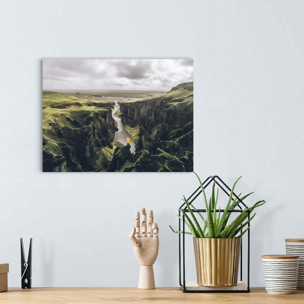 A bohemian room featuring Icelandic Green Hills And Panoramas, Fjadrargljufur Canyon