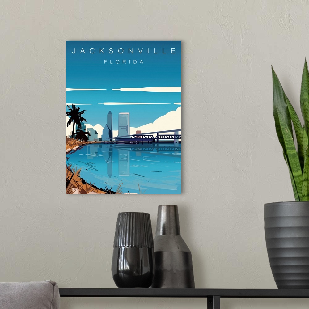A modern room featuring Jacksonville Modern Vector Travel Poster