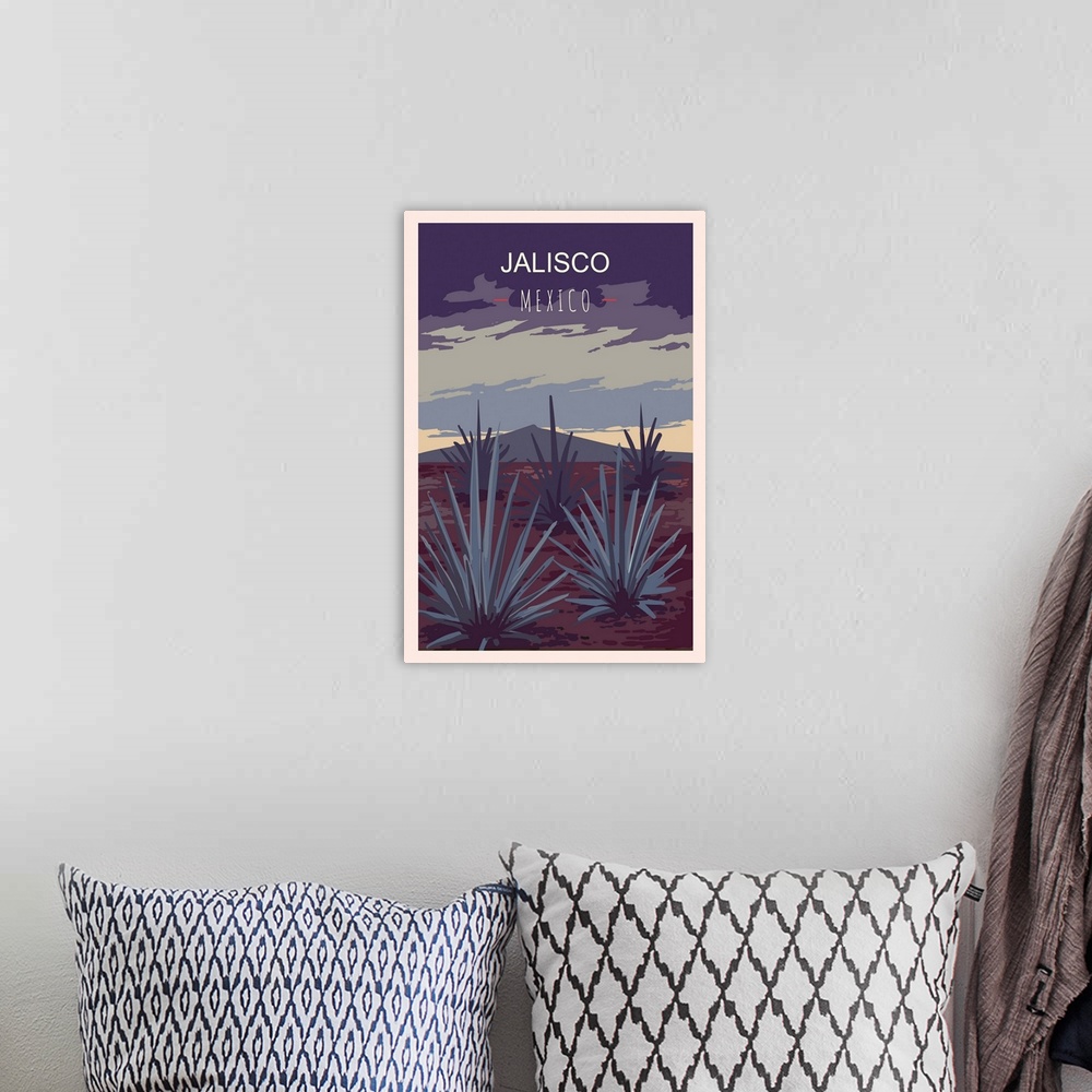 A bohemian room featuring Jalisco Modern Vector Travel Poster