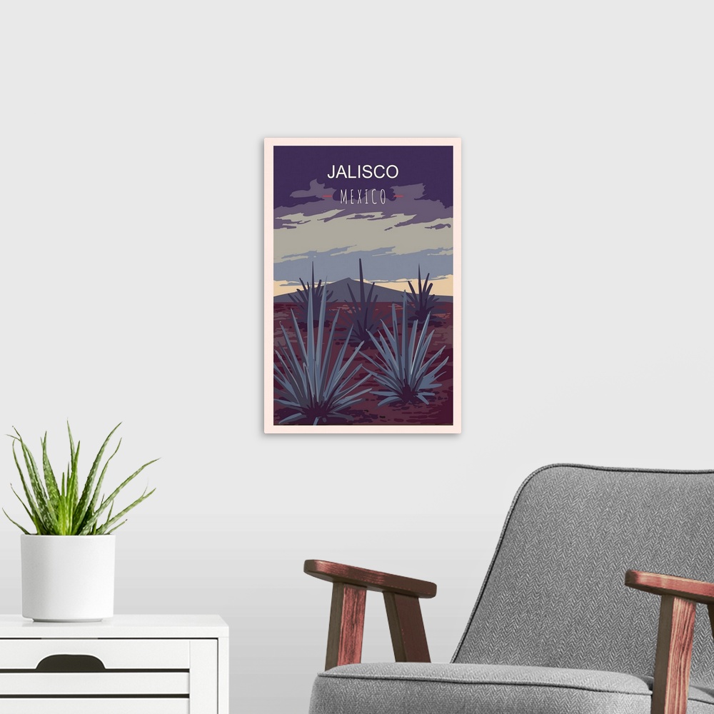 A modern room featuring Jalisco Modern Vector Travel Poster