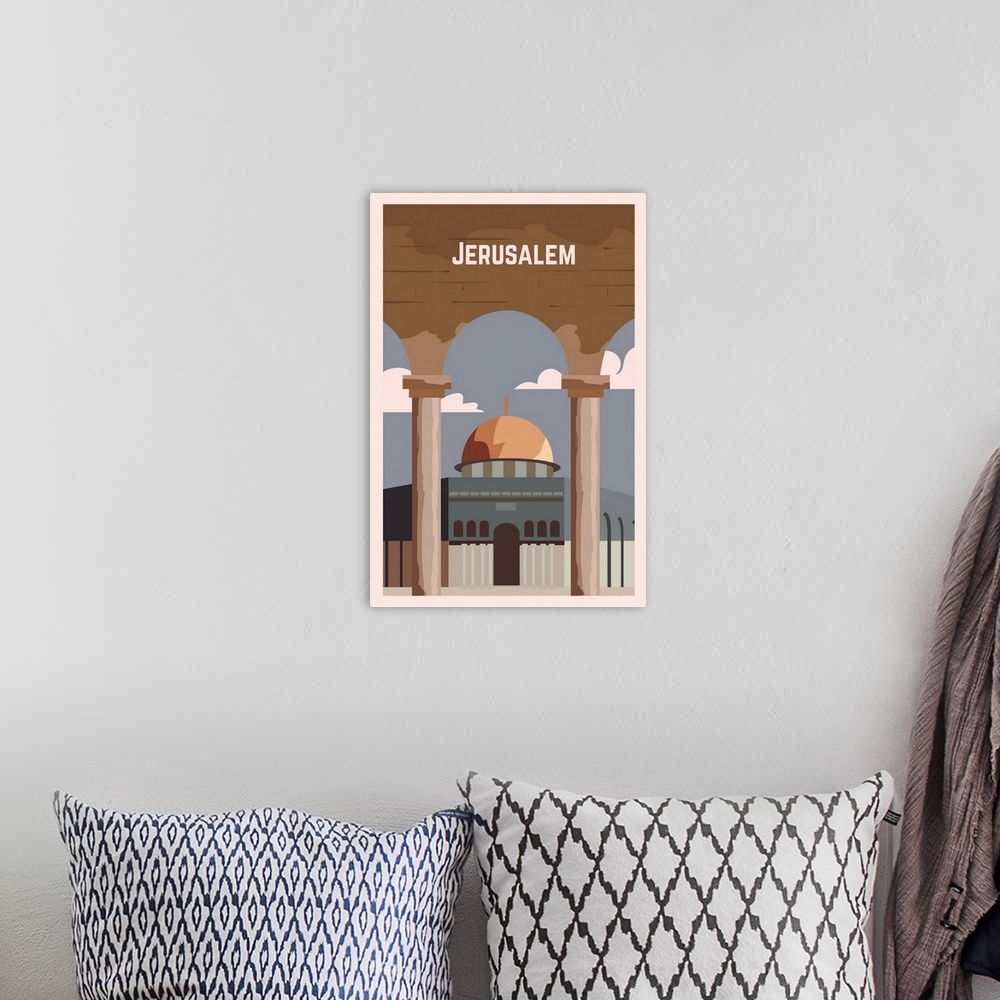 A bohemian room featuring Jerusalem Modern Vector Travel Poster