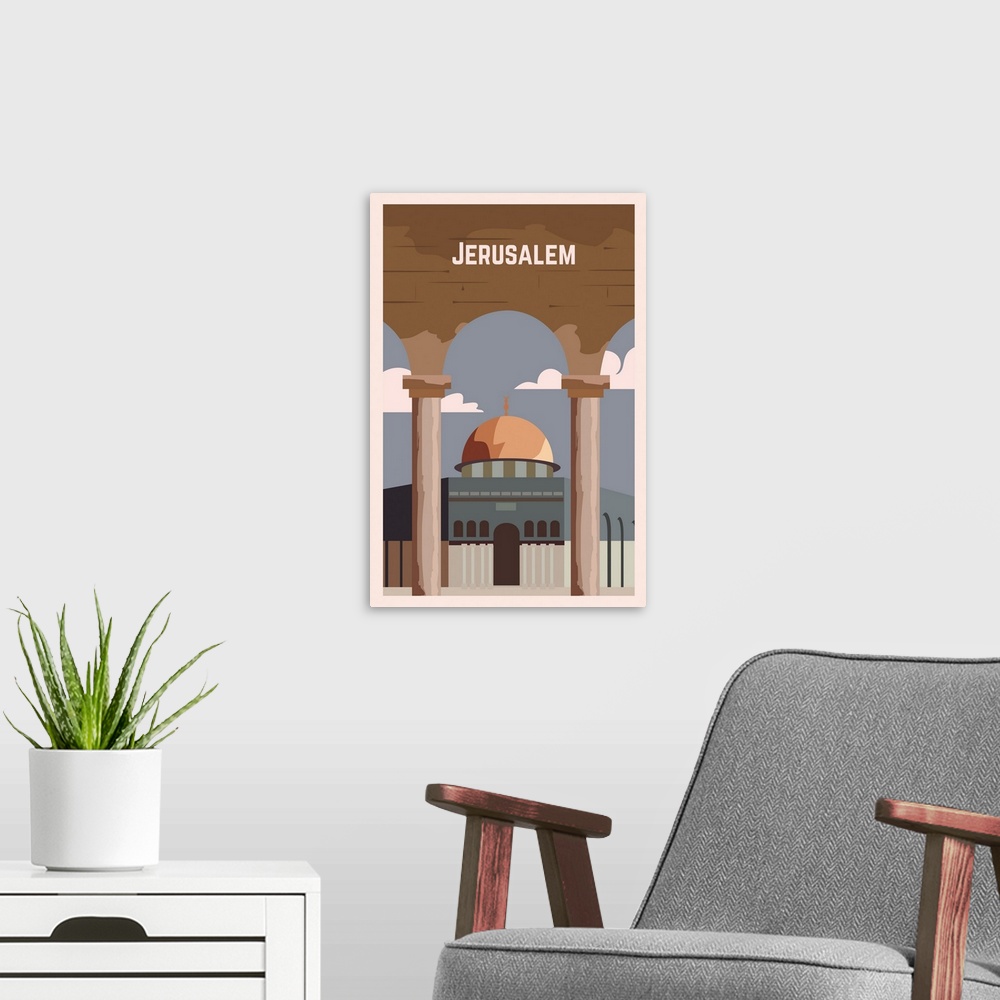 A modern room featuring Jerusalem Modern Vector Travel Poster
