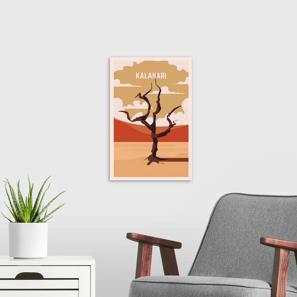 A modern room featuring Kalahari Desert Modern Vector Travel Poster