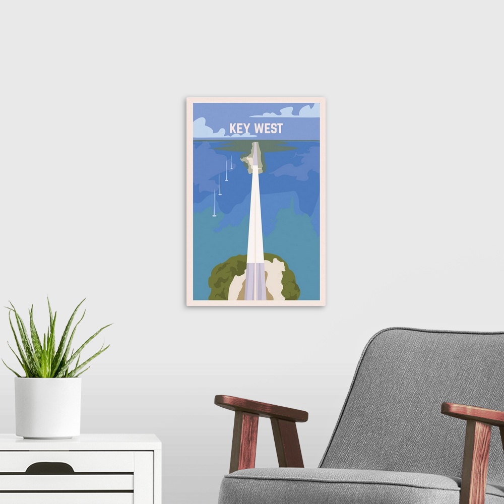 A modern room featuring Key West Modern Vector Travel Poster