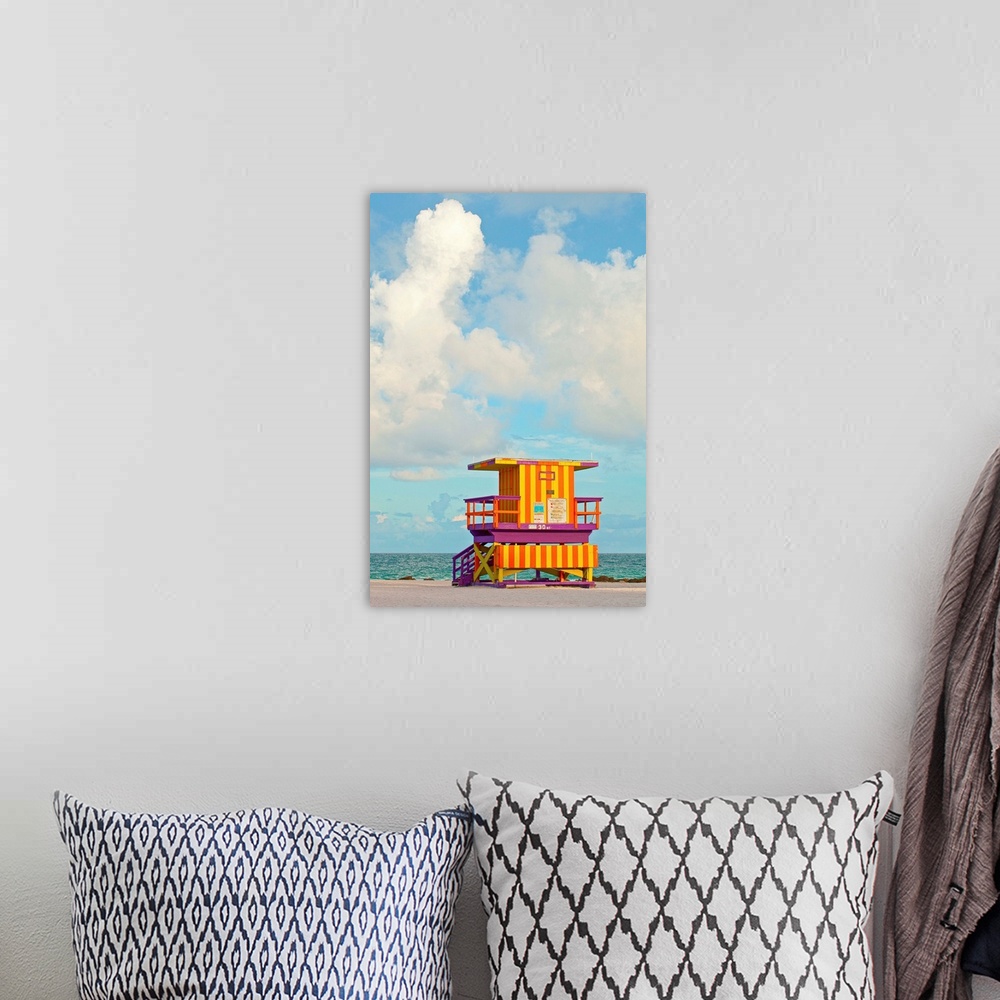 A bohemian room featuring Miami Beach Florida lifeguard house