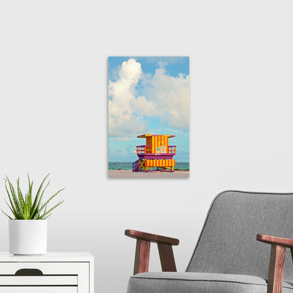 A modern room featuring Miami Beach Florida lifeguard house