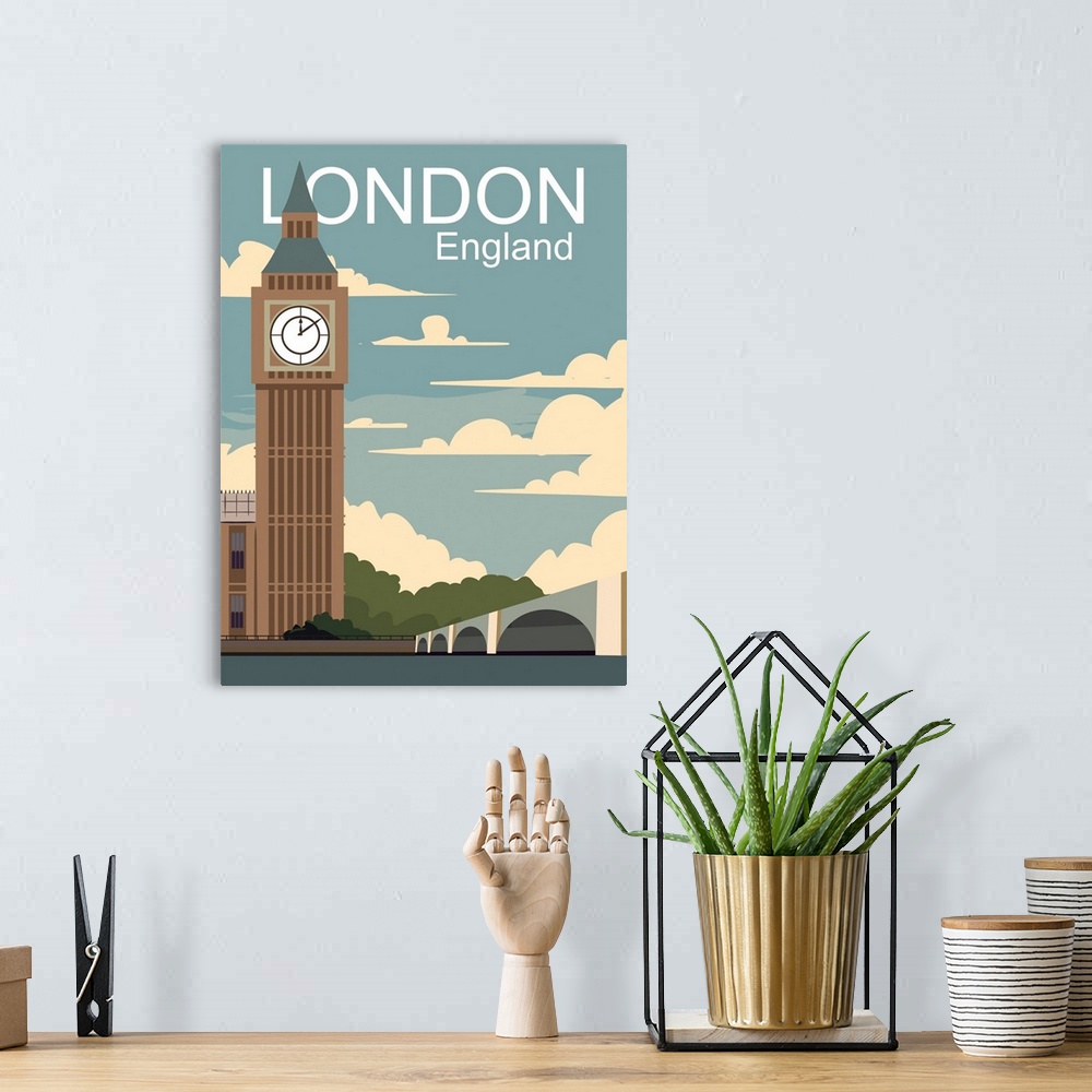 A bohemian room featuring London Modern Vector Travel Poster