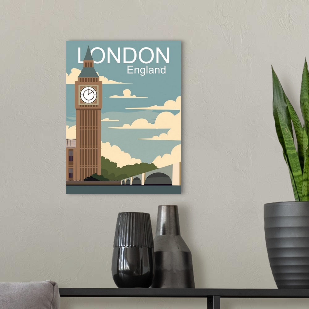 A modern room featuring London Modern Vector Travel Poster