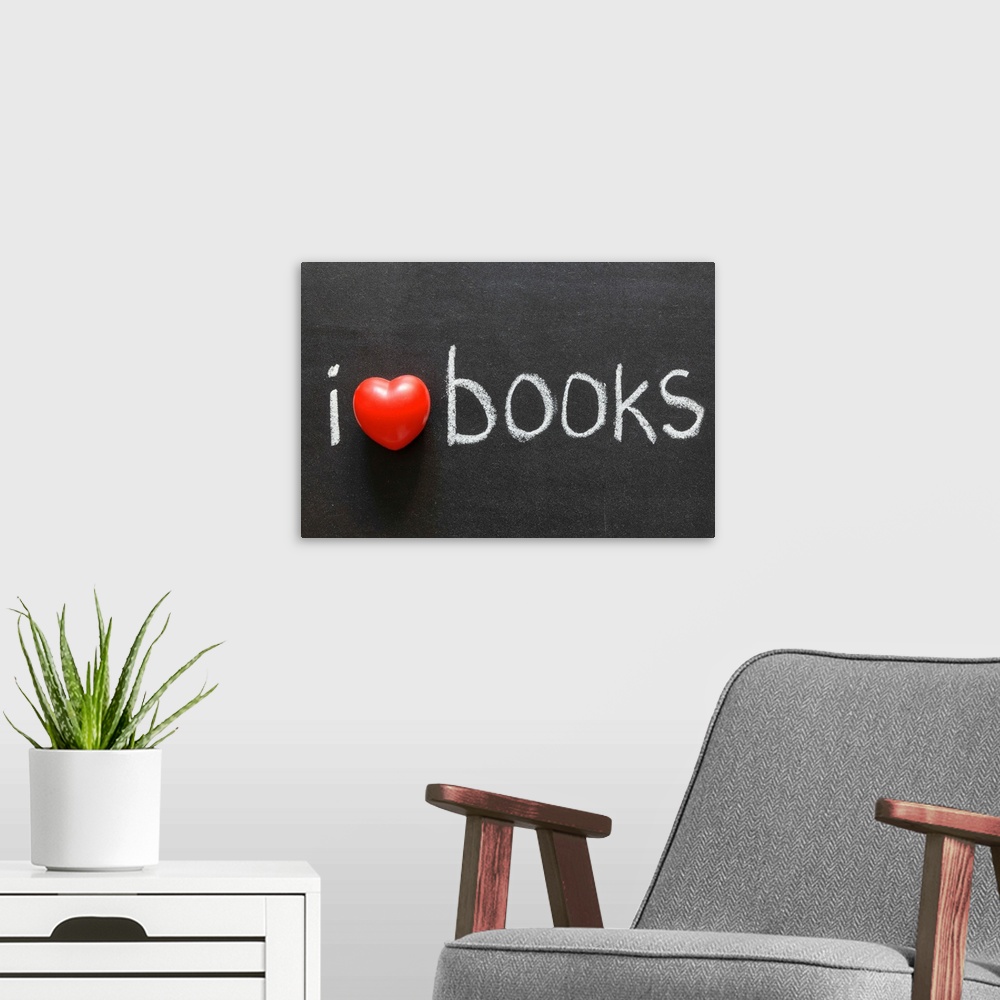 A modern room featuring Love Books