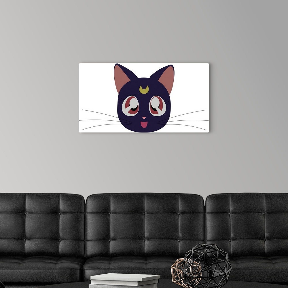 A modern room featuring Luna, black cat, sailor moon.