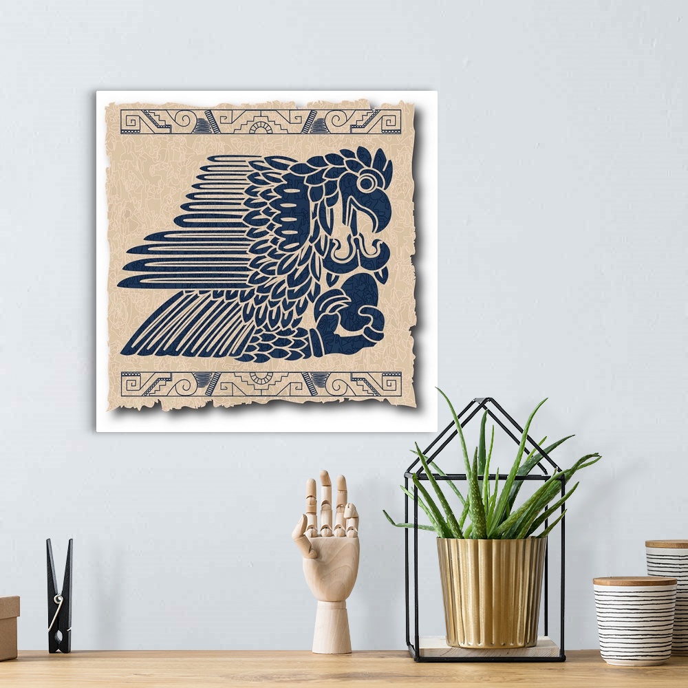 A bohemian room featuring the vector mayan and inca tribal on old paper