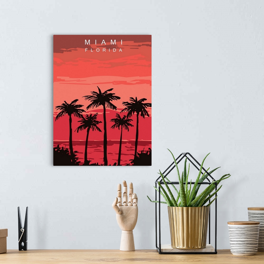 A bohemian room featuring Miami Modern Vector Travel Poster