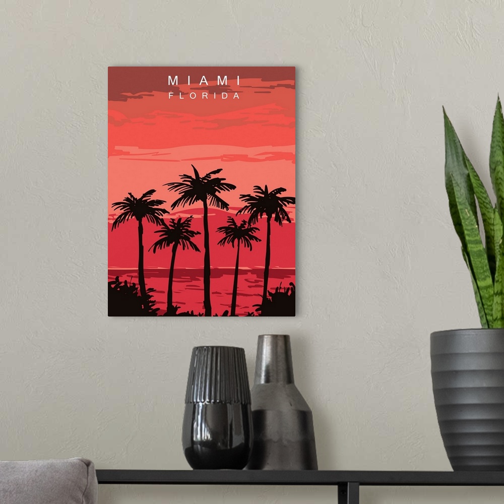 A modern room featuring Miami Modern Vector Travel Poster