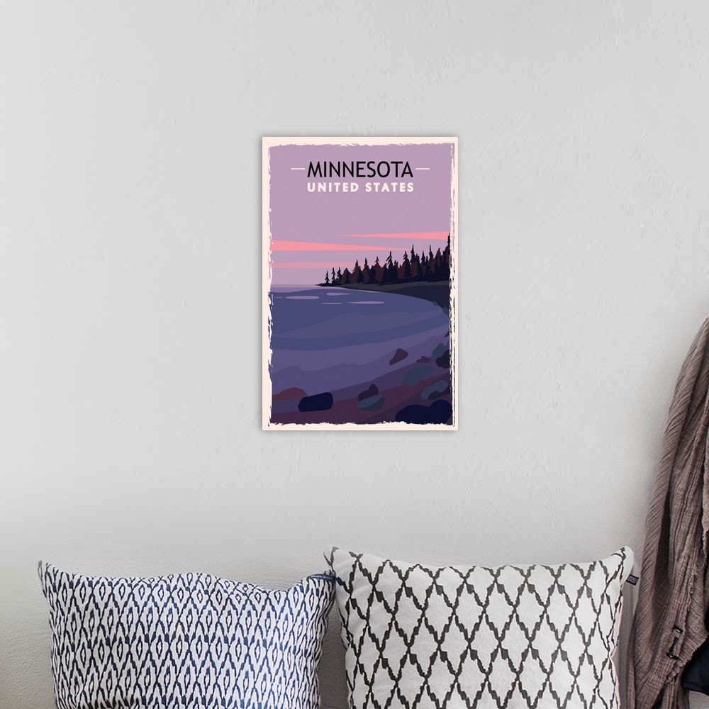 A bohemian room featuring Minnesota Modern Vector Travel Poster