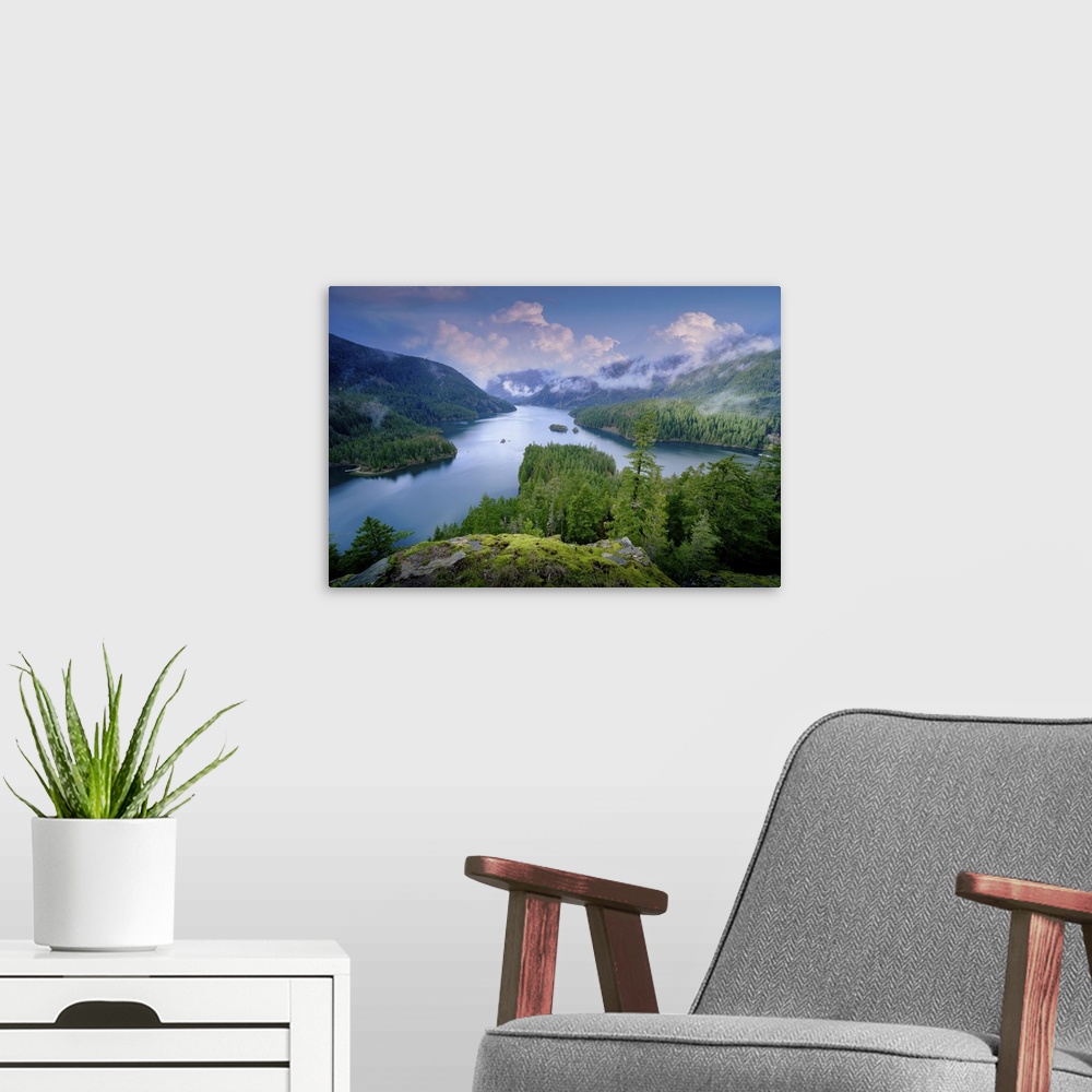 A modern room featuring Mountain Landscape, Lake, And Mountain, Seattle, Washington State