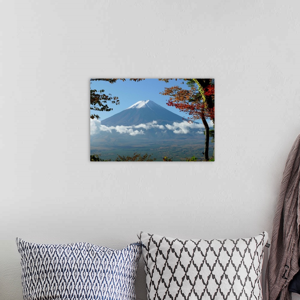A bohemian room featuring Mt. Fuji with fall colors in Japan.