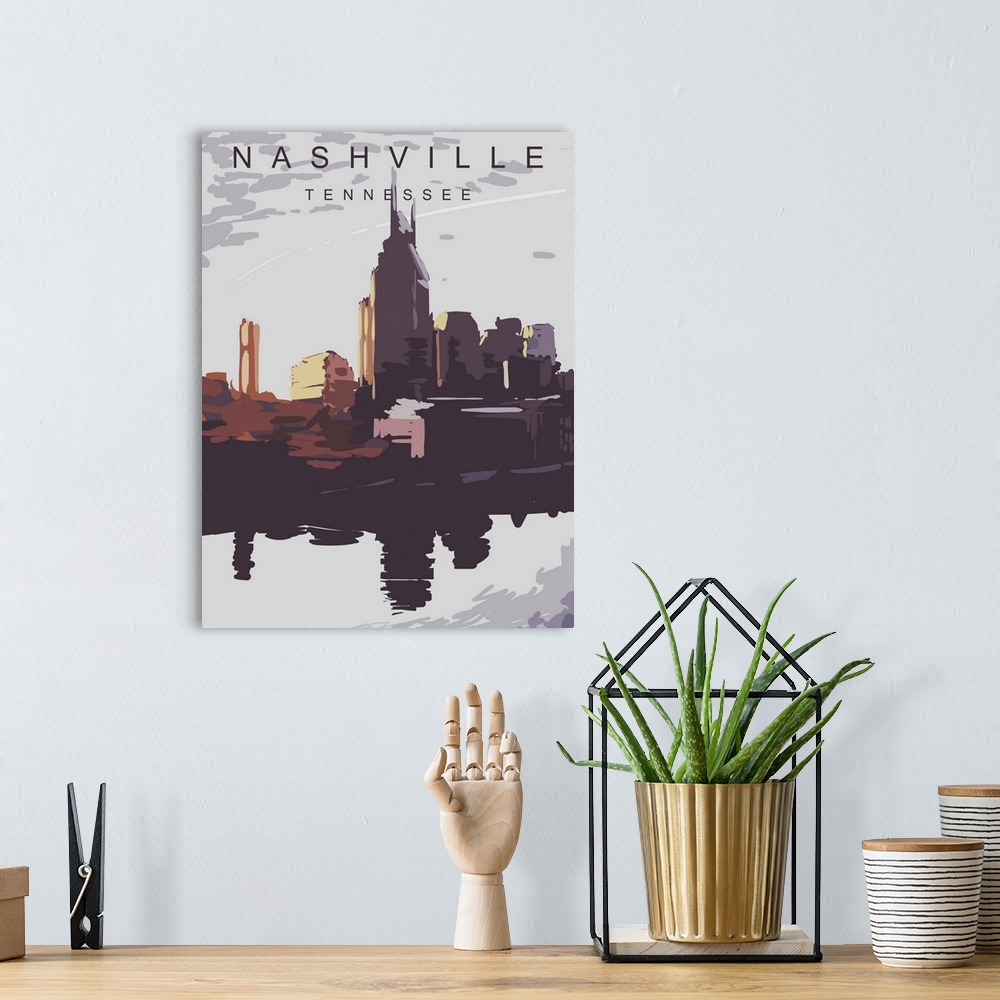A bohemian room featuring Nashville Modern Vector Travel Poster