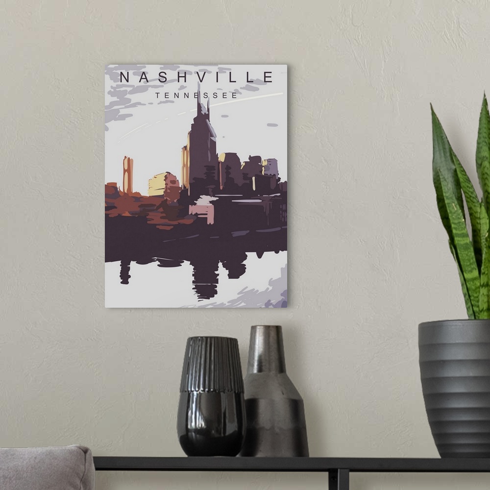 A modern room featuring Nashville Modern Vector Travel Poster