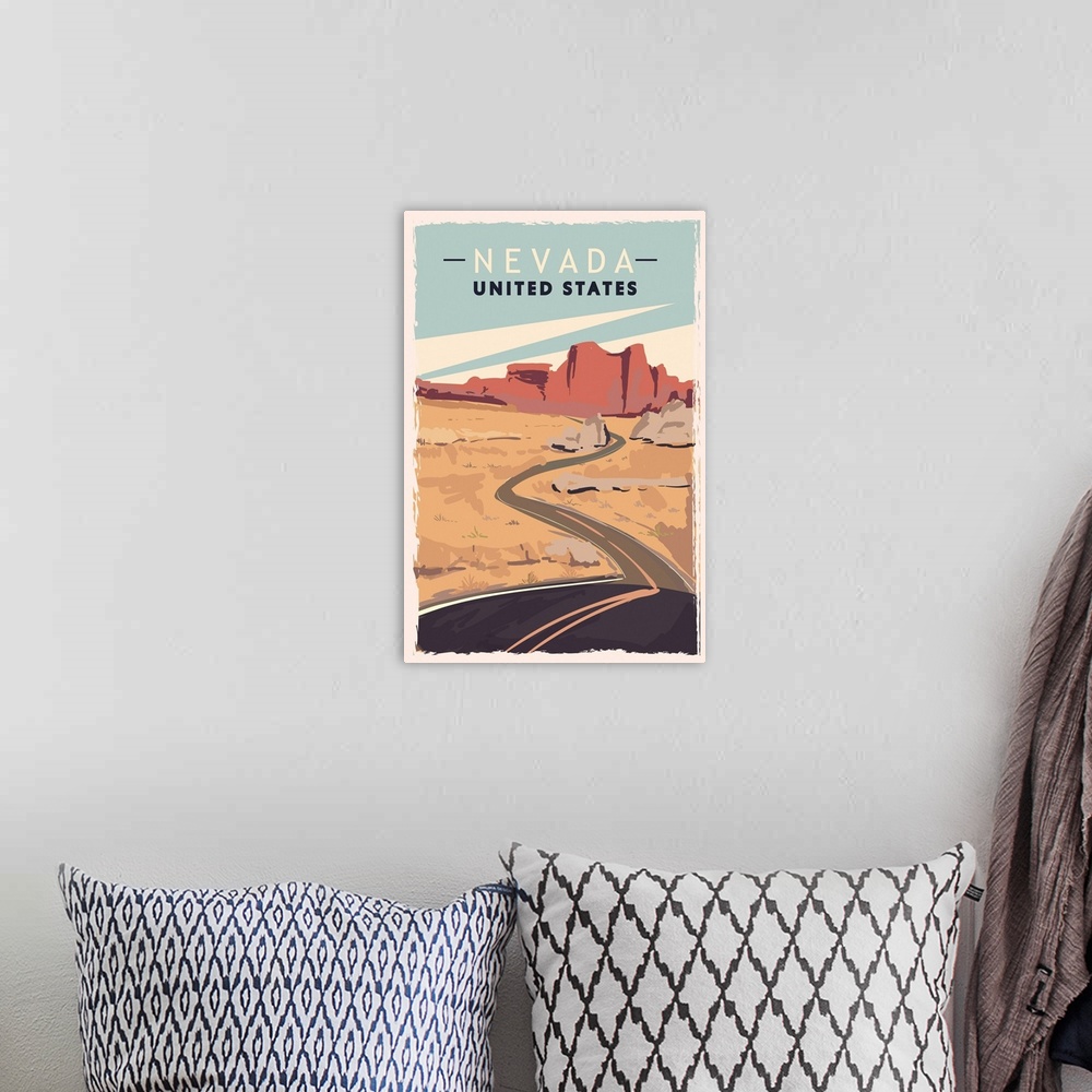 A bohemian room featuring Nevada Modern Vector Travel Poster