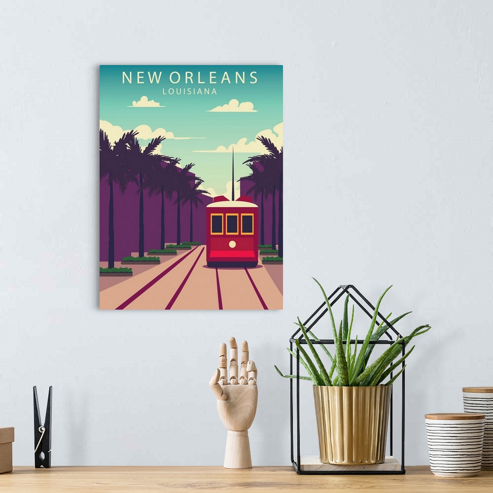 A bohemian room featuring New Orleans Modern Vector Travel Poster