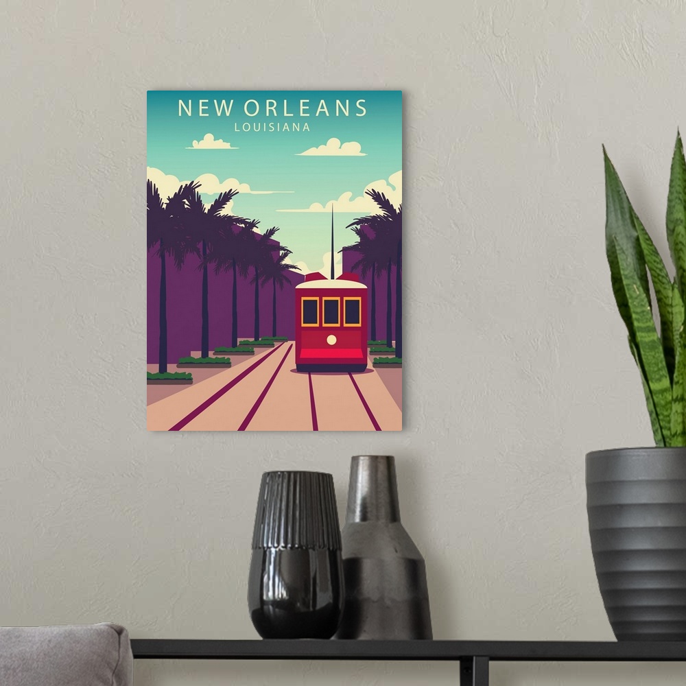 A modern room featuring New Orleans Modern Vector Travel Poster