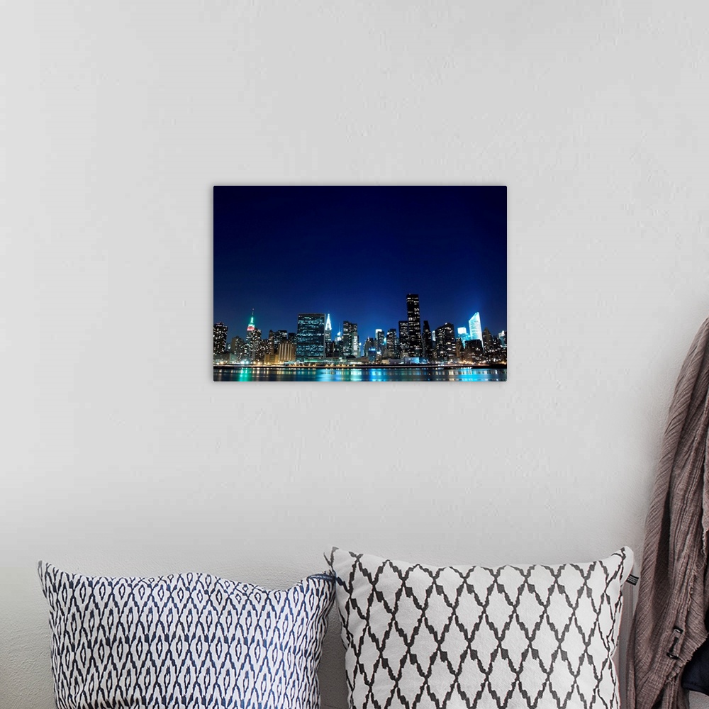 A bohemian room featuring New York City skyline at Night Lights, Midtown Manhattan
