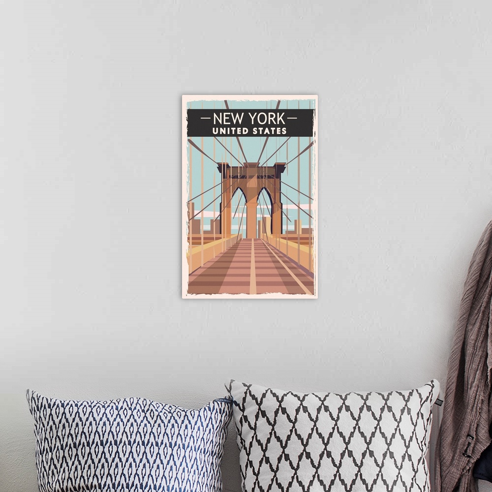 A bohemian room featuring New York, Modern Vector Travel Poster