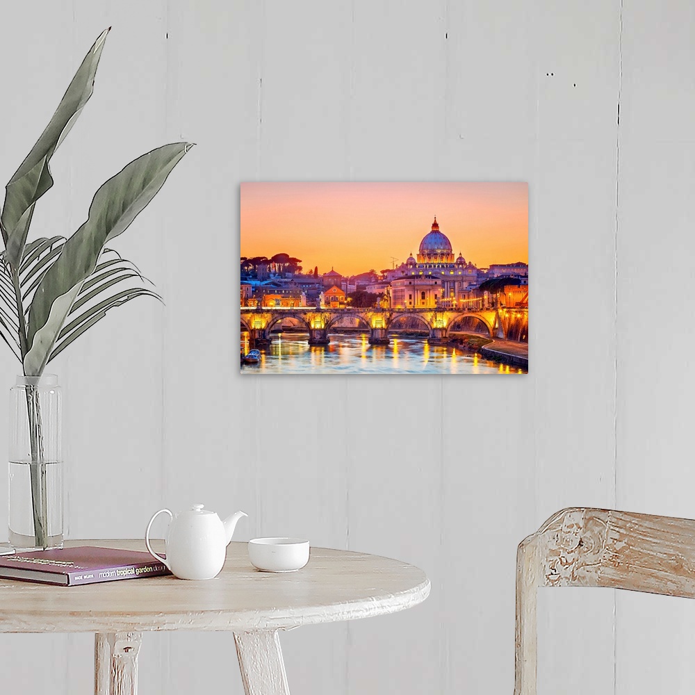 A farmhouse room featuring Night view of St. Peter's Cathedral in Rome, Italy