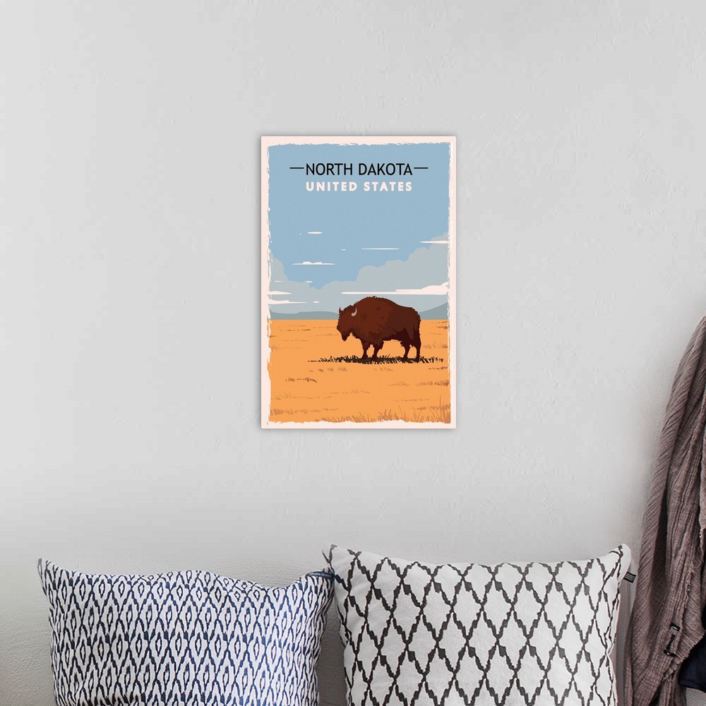 A bohemian room featuring North Dakota Modern Vector Travel Poster