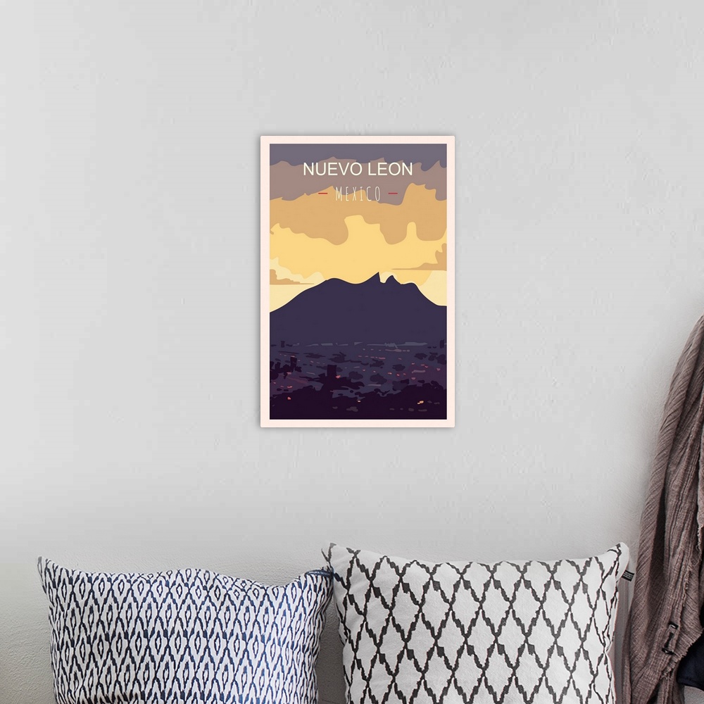 A bohemian room featuring Nuevo Leon Modern Vector Travel Poster